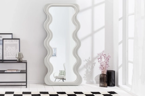 Lustro ścienne z falowaną ramą w kolorze białym 160 cm CALIFORNIA
