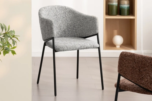 Krzesło z podłokietnikami w kolorze szarym, na metalowych nogach WIKE