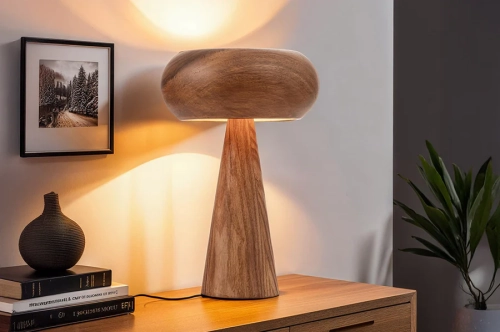 Lampa stołowa z drewna akacjowego 37 cm ALLO