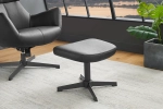 Obrotowy podnóżek/stołek na metalowej podstawie, ekoskóra w kolorze czarnym AGORA